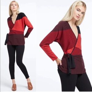 Nic + Zoe Colorblock Wrap conch waist sweater
